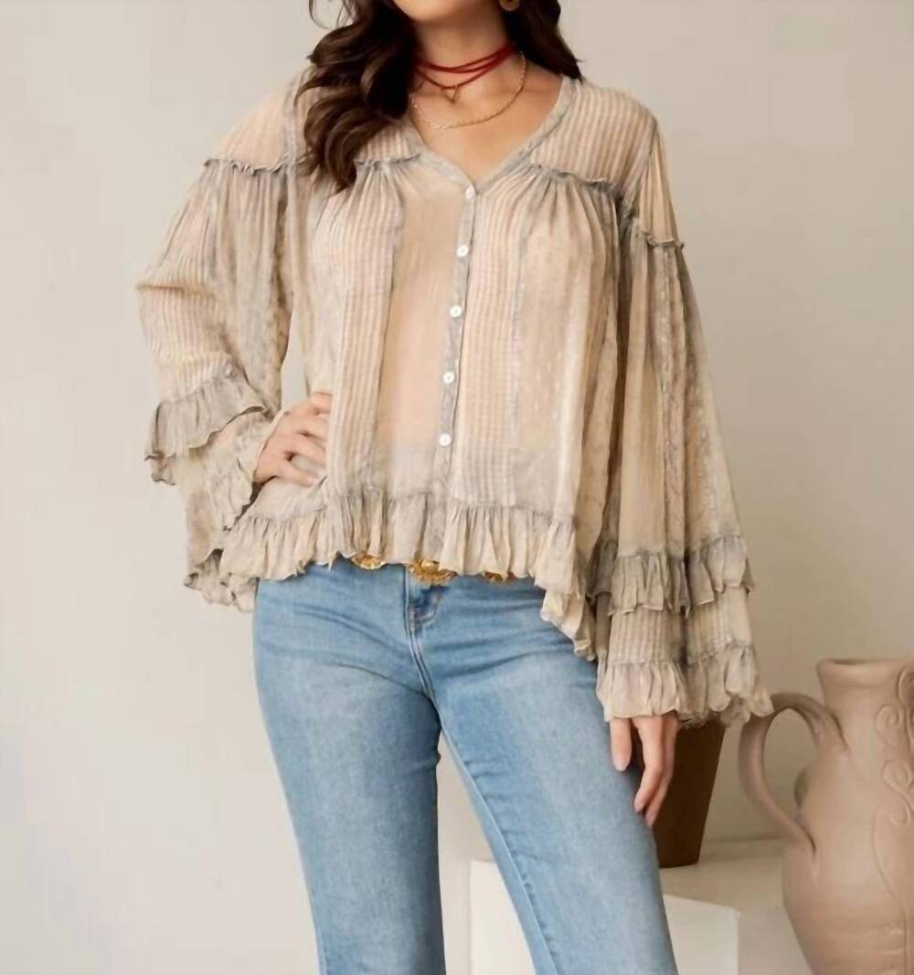 NEW YOUNG THREADS moonmist blouse in latte